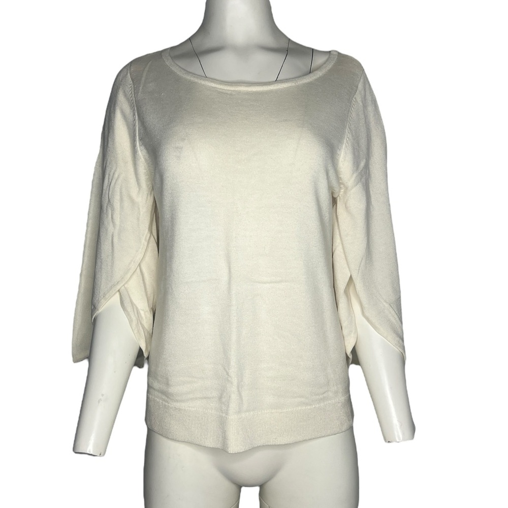 Milly Knit Sweater Top Slit Sleeve Off White Cream size Large